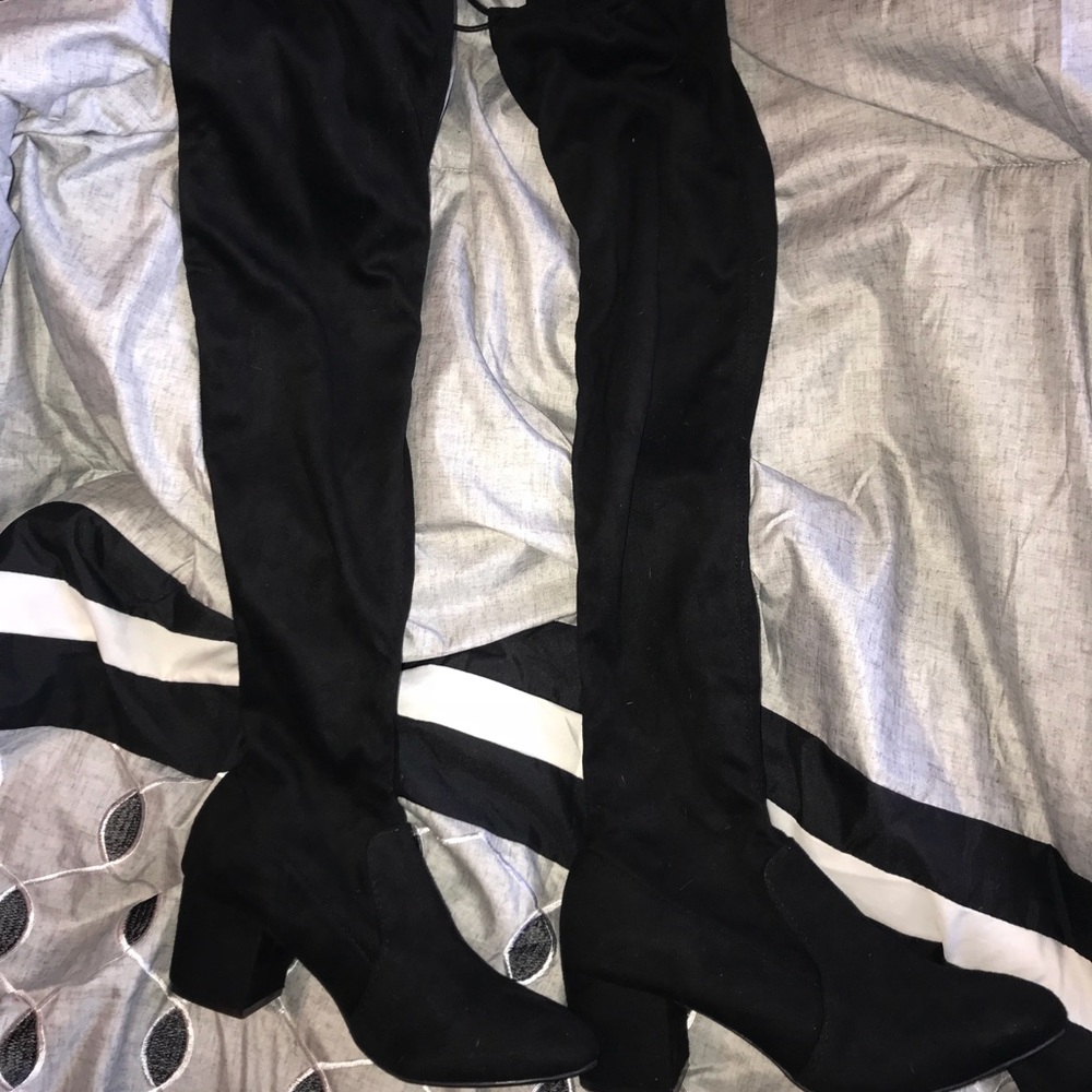 Thigh High suede black boots